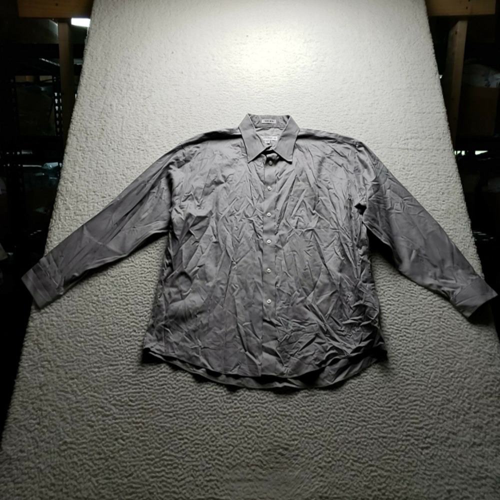 Joseph & Feiss Dress Shirt Mens 17.5 34/35 Gray Check Regular Fit Non Iron LS